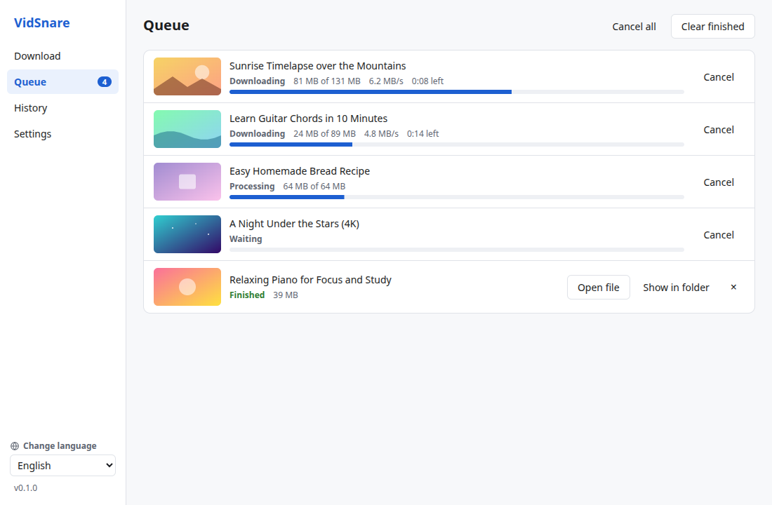 The download queue